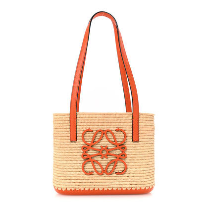 Loewe Raffia Square Mini Anagram Basket Tote Bag Natural 1 of 12