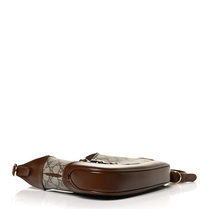 Gucci GG Supreme Monogram Azalea Calfskin Web Small Jackie 1961 Hobo Beige Ebony Brown Sugar 4 of 13