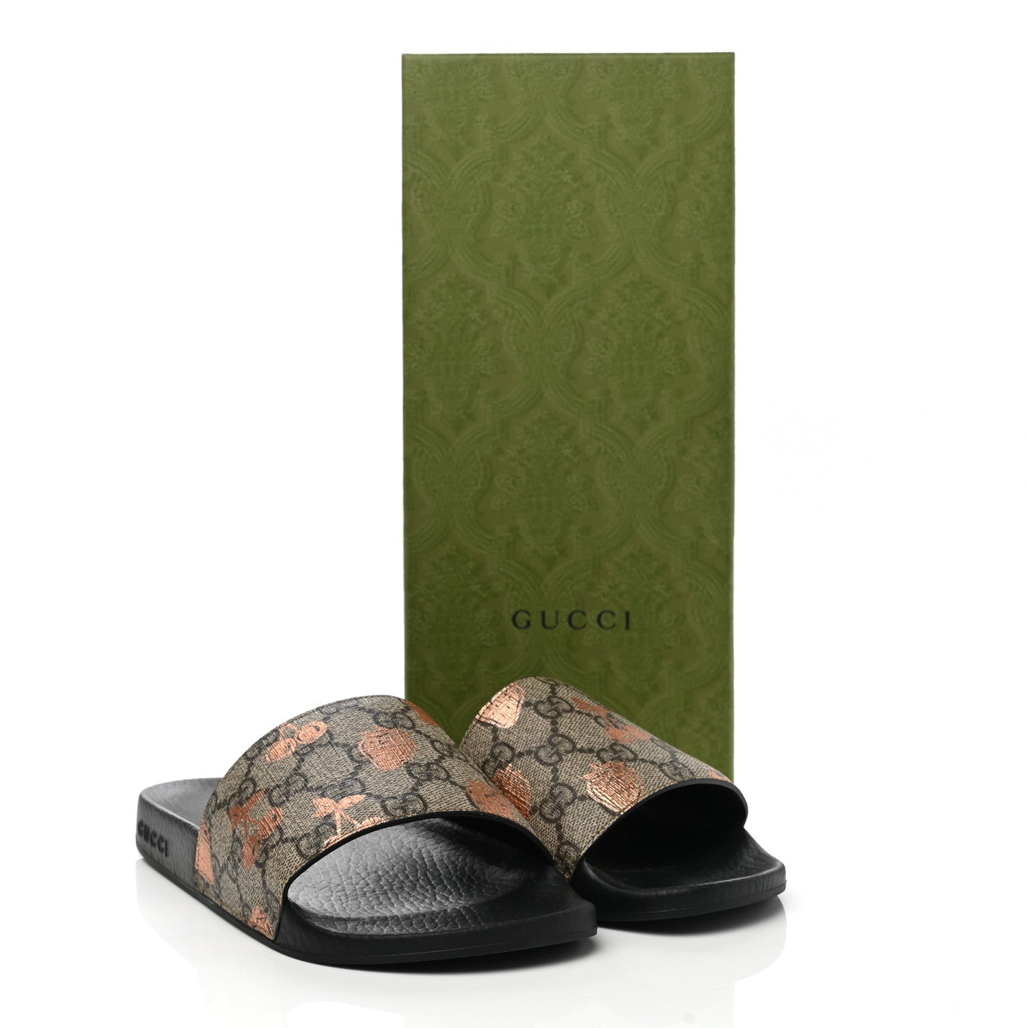 Gucci GG Supreme Monogram Berry Womens Slide Sandals 36 Beige Light Copper 8 of 8