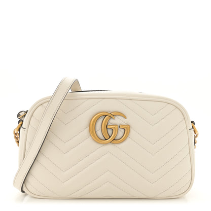 Gucci Calfskin Matelasse Small GG Marmont Chain Shoulder Bag White 1 of 11