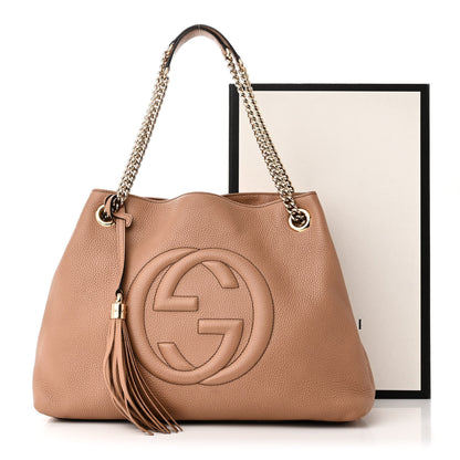 Gucci Pebbled Calfskin Medium Soho Chain Shoulder Bag Camelia 11 of 11