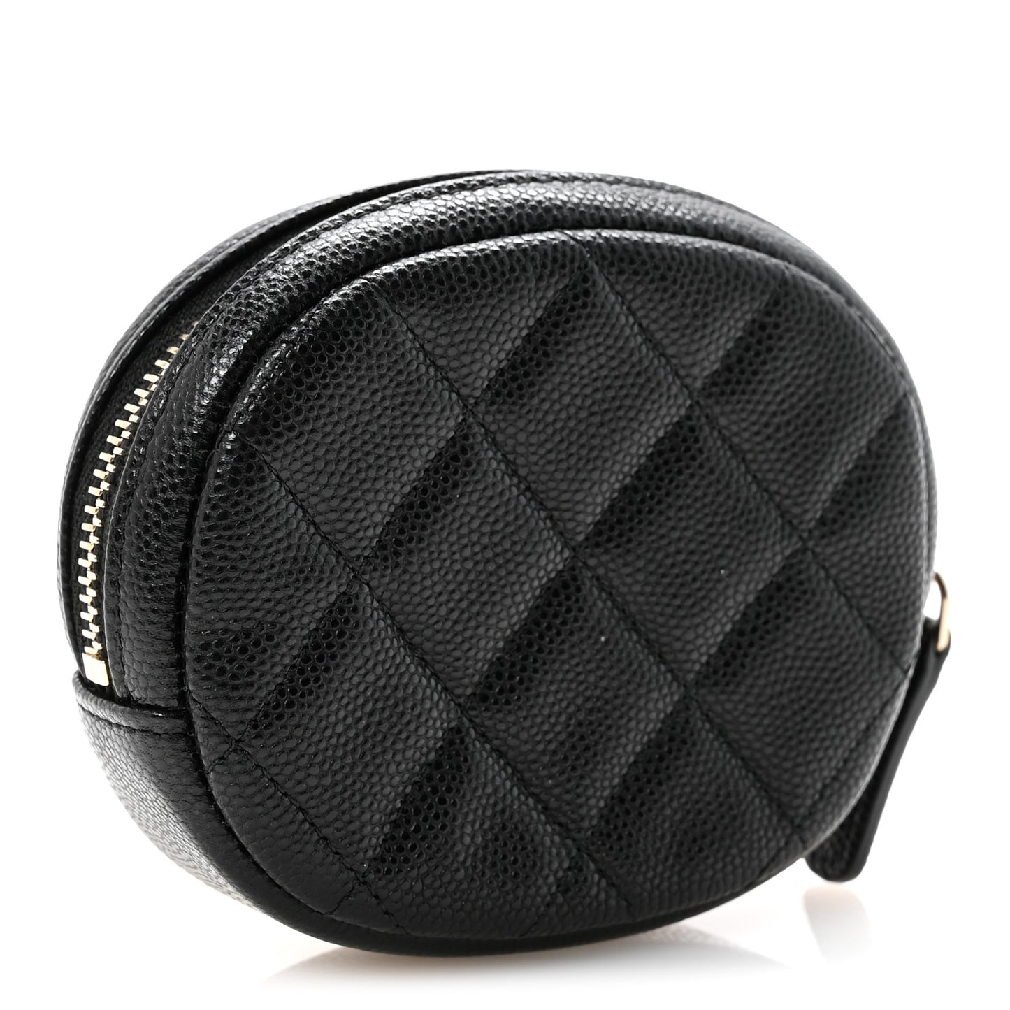 Caviar Quilted Zip Around Classic Coin Purse Black