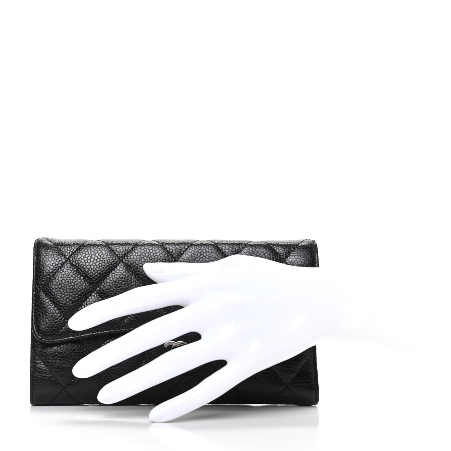 Caviar Quilted Large Flap Wallet Black