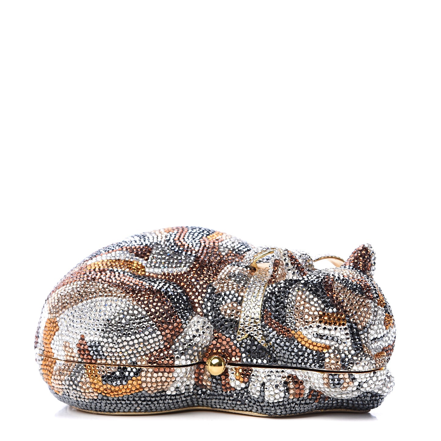 Swarovski Crystal Sleeping Cat Minaudiere Clutch Multicolor