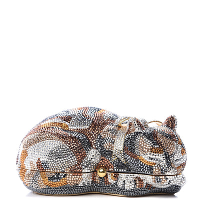 Judith Leiber Swarovski Crystal Sleeping Cat Minaudiere Clutch Multicolor 1 of 8