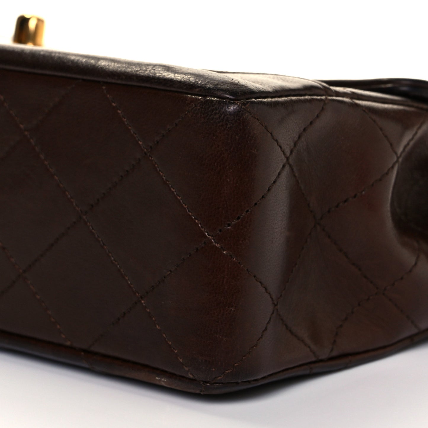 Lambskin Quilted Small Single Flap Brown
