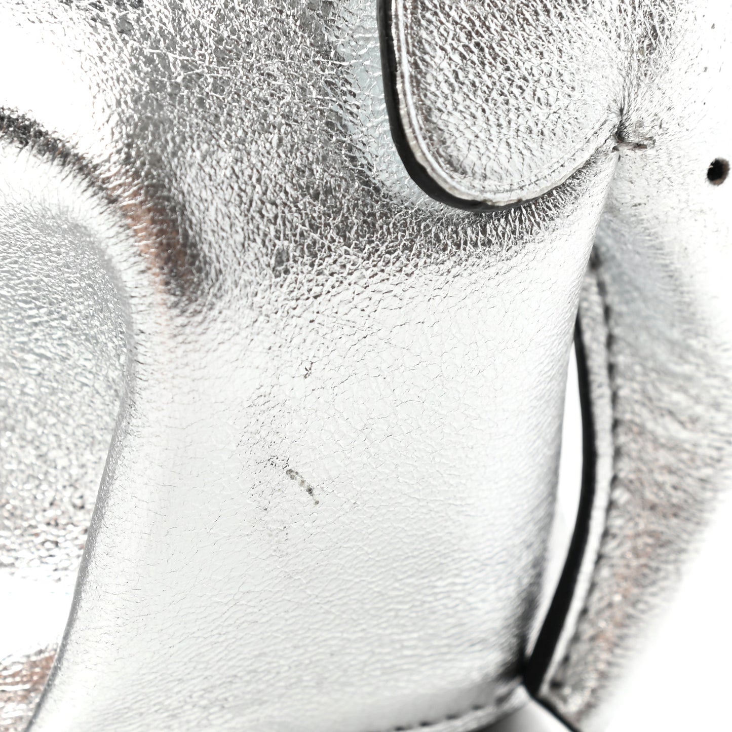 Metallic Calfskin Elephant Coin Purse Silver