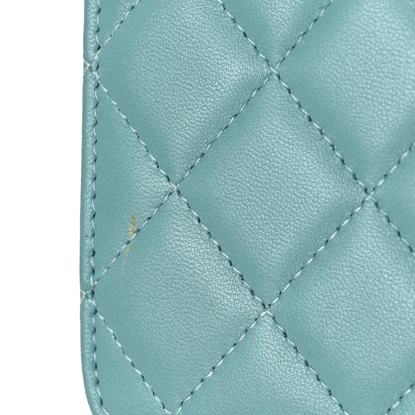 Lambskin Quilted Trendy CC Wallet On Chain WOC Light Blue