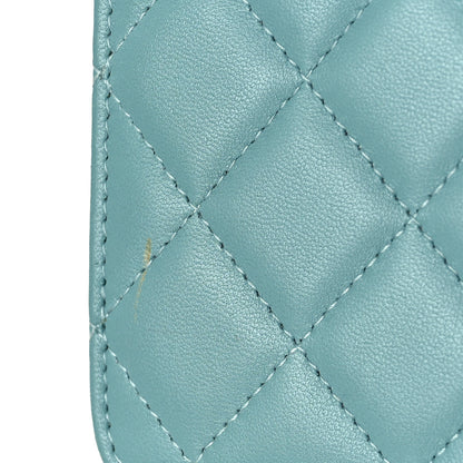 Chanel Lambskin Quilted Trendy CC Wallet On Chain WOC Light Blue 10 of 12