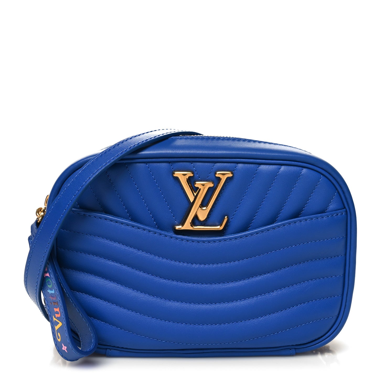 Calfskin New Wave Camera Bag Bleu Neon
