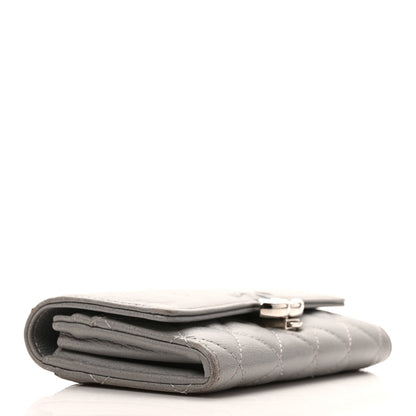 Chanel Grained Calfskin Quilted CC Box Flap Wallet Grey 4 of 9