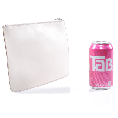 Prada Saffiano Flat Cosmetic Pouch White 2 of 6