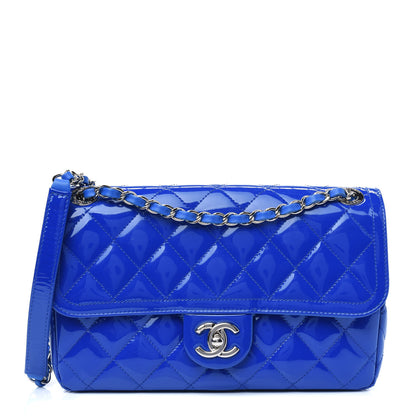 Chanel Patent Quilted Large Coco Shine Flap Blue 1 of 13