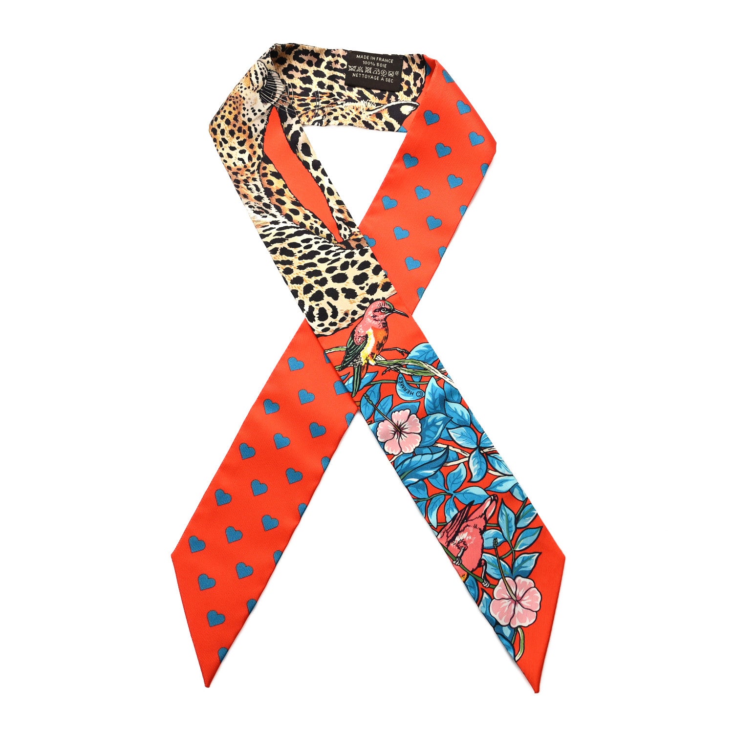 Hermes Silk Jungle Love Love Twilly Orange Bleu Brun 1 of 4