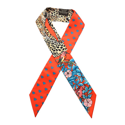 Hermes Silk Jungle Love Love Twilly Orange Bleu Brun 1 of 4