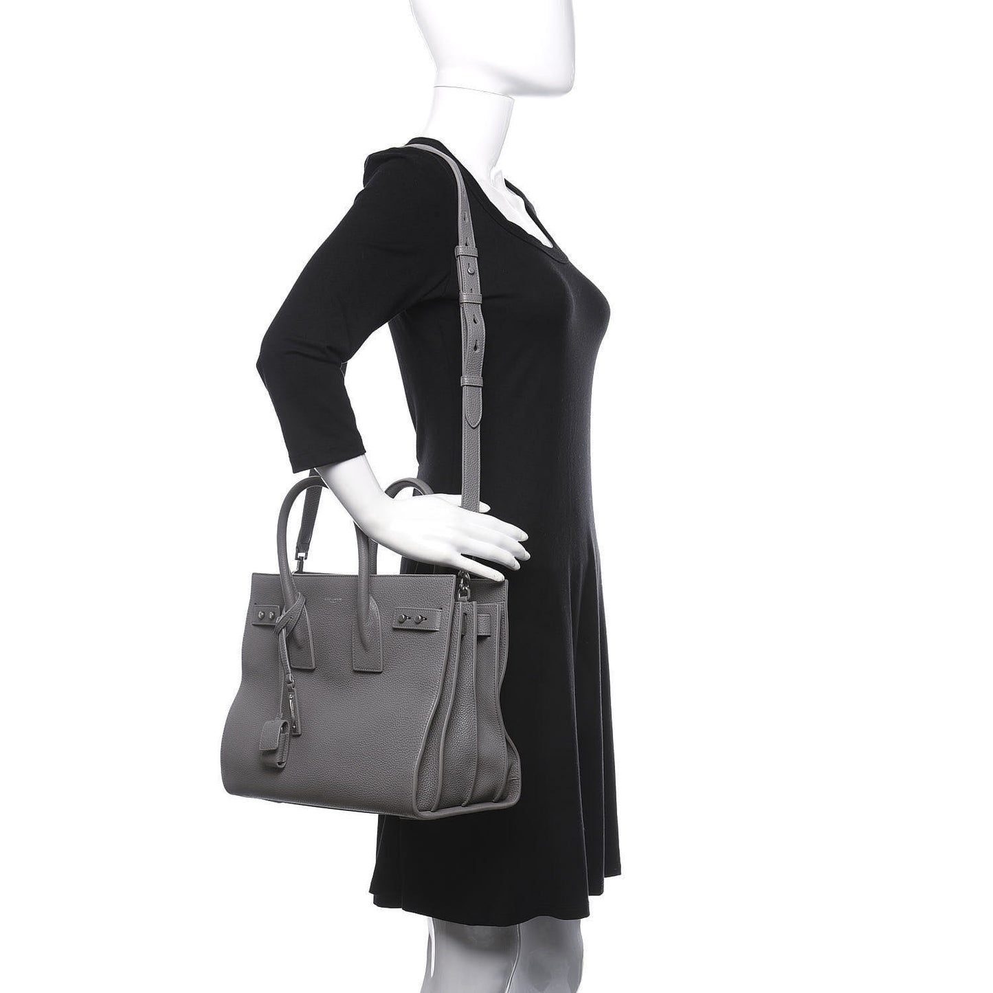 Grained Calfskin Small Supple Sac De Jour Mouse Grey