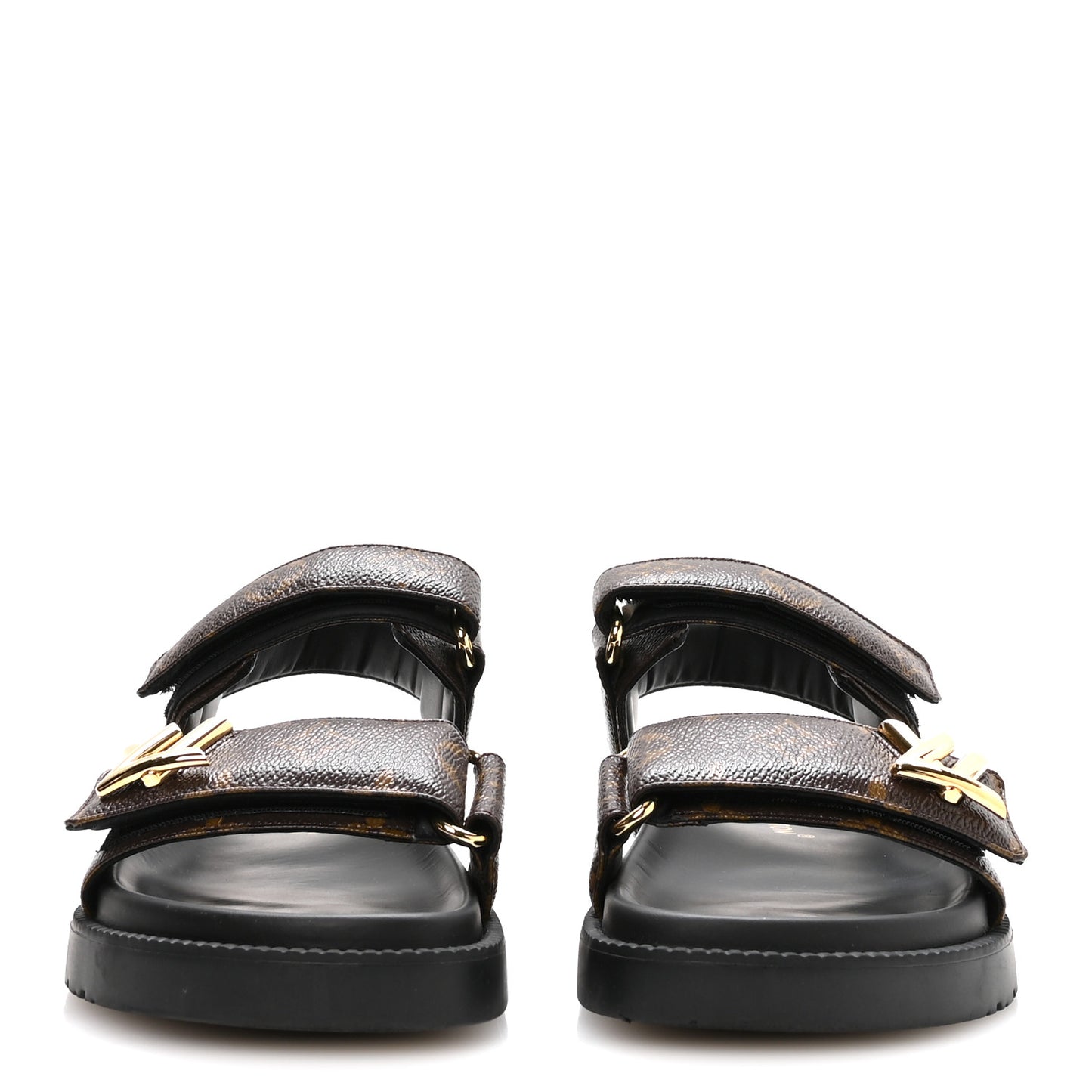 Monogram LV Sunset Comfort Flat Sandals 37.5 Cacao Brown