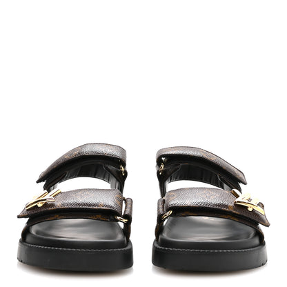 Louis Vuitton Monogram LV Sunset Comfort Flat Sandals 37.5 Cacao Brown 3 of 9