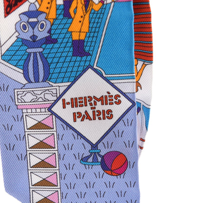 Hermes Silk La Maizeon des Carres Twilly White Rose Bleu 4 of 5