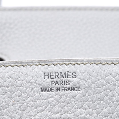 Hermes Taurillon Clemence Lizard Club Birkin 35 Gris Perle White Mykonos 21 of 31