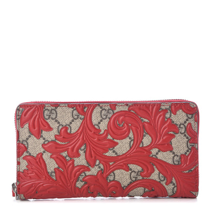 Gucci GG Supreme Monogram Arabesque Zip Around Wallet Hibiscus Red 1 of 7
