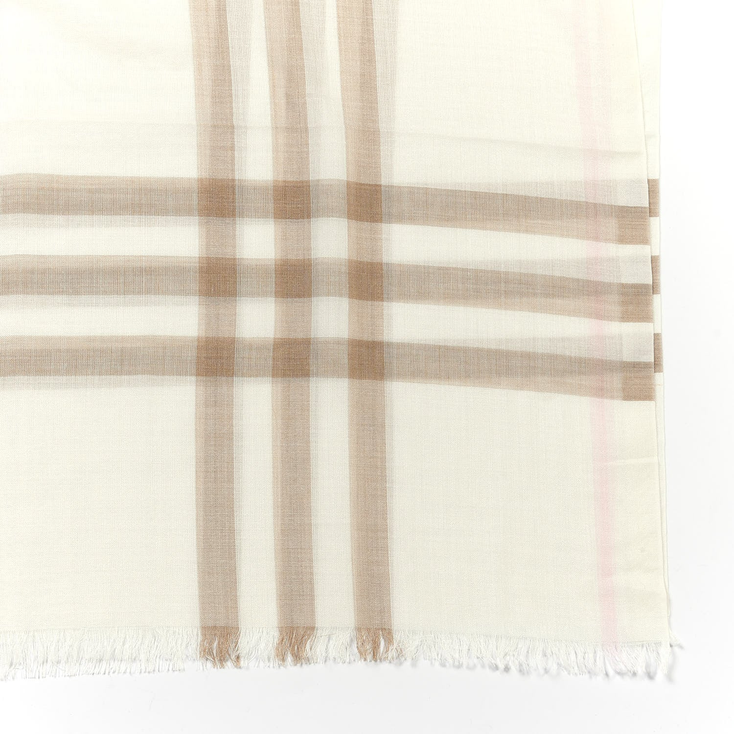 Burberry Wool Silk Gauze Giant Check Scarf White Alabaster 2 of 4