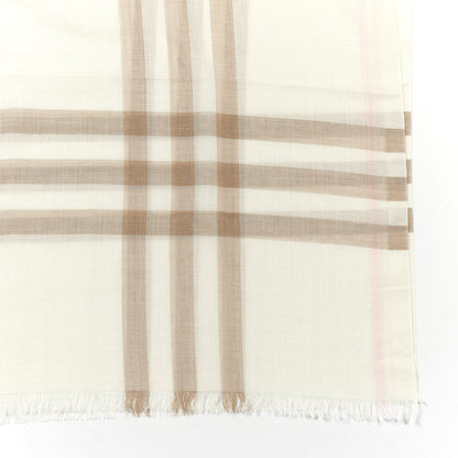 Burberry Wool Silk Gauze Giant Check Scarf White Alabaster 2 of 4