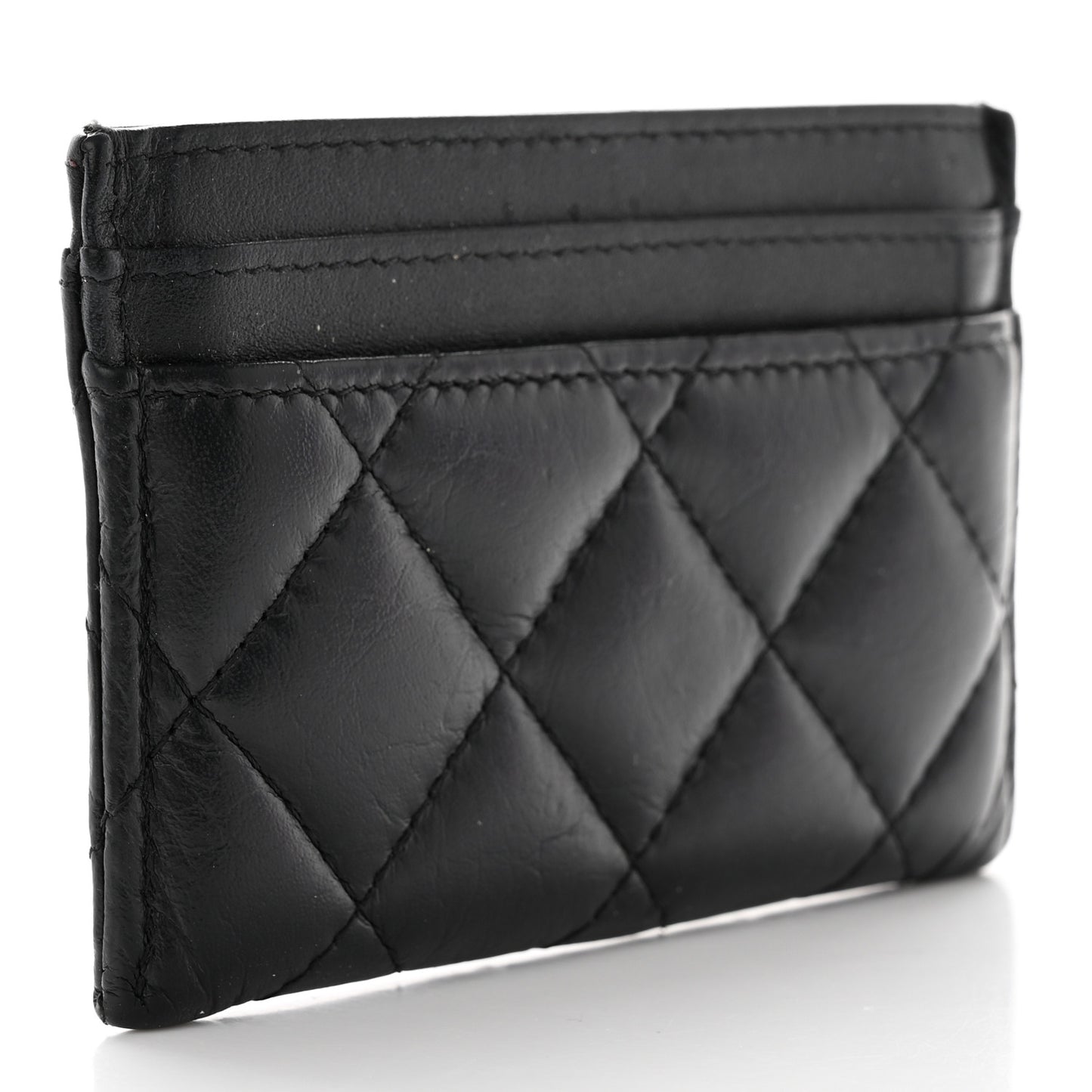 Aged Calfskin Quilted Lucky Charms Reissue Card Holder Black