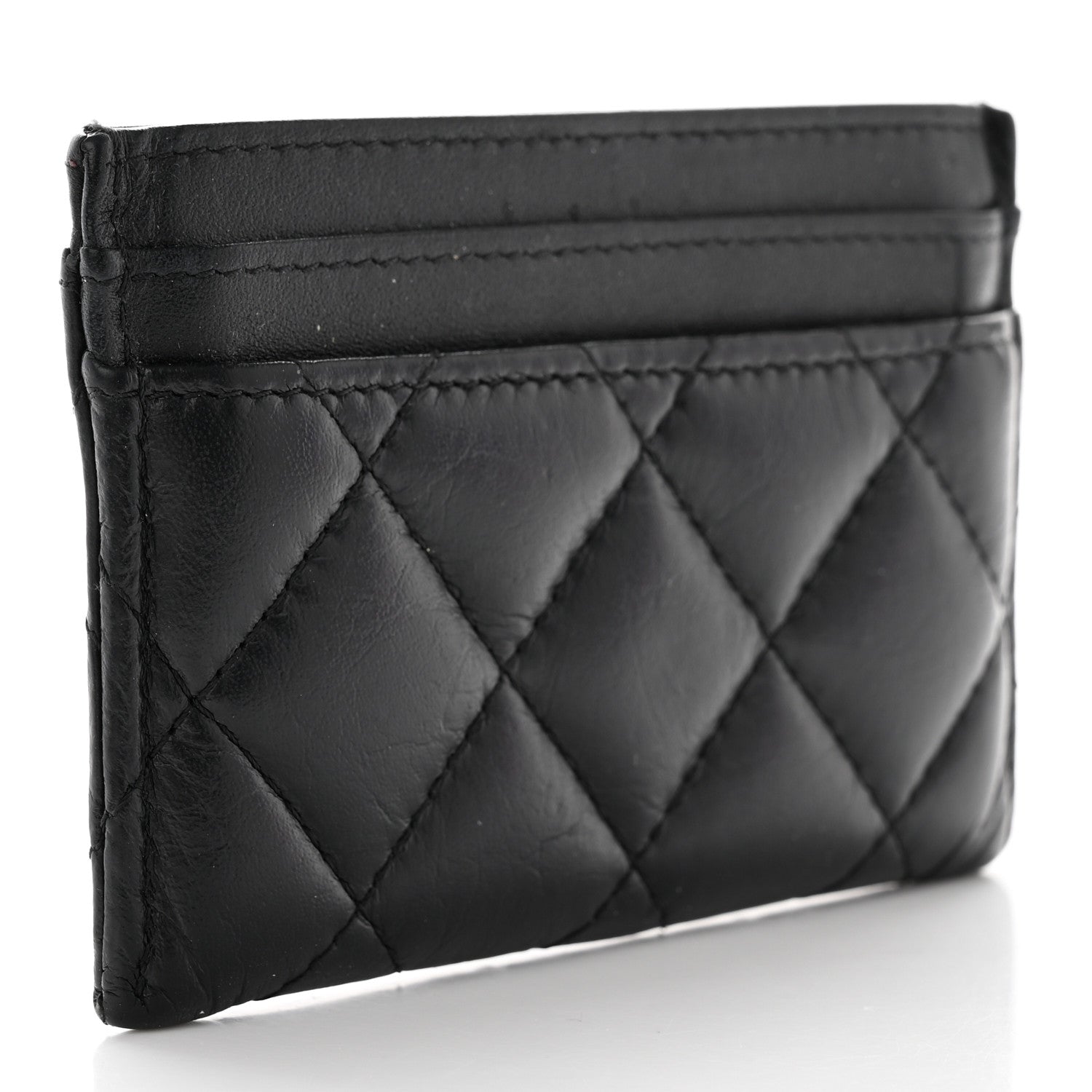 Chanel Aged Calfskin Quilted Lucky Charms Reissue Card Holder Black 3 of 17