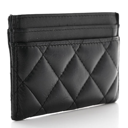 Chanel Aged Calfskin Quilted Lucky Charms Reissue Card Holder Black 3 of 17