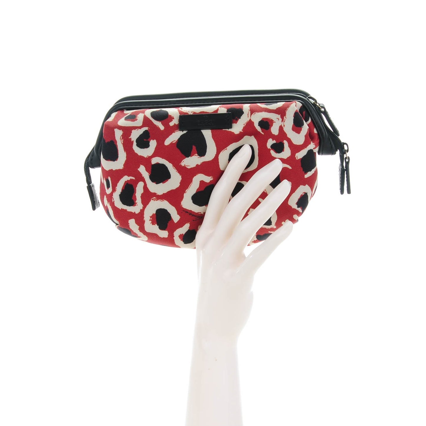 Canvas Leopard Print Cosmetic Pouch Red