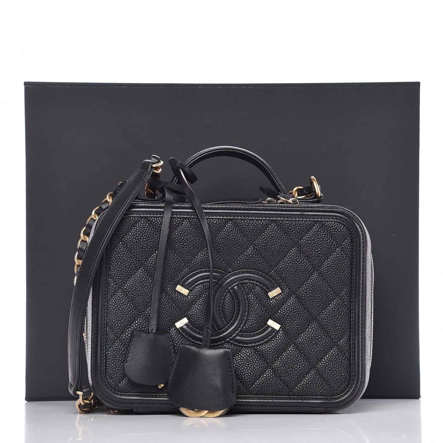 Chanel Caviar Quilted Medium CC Filigree Vanity Case Black 8 of 8