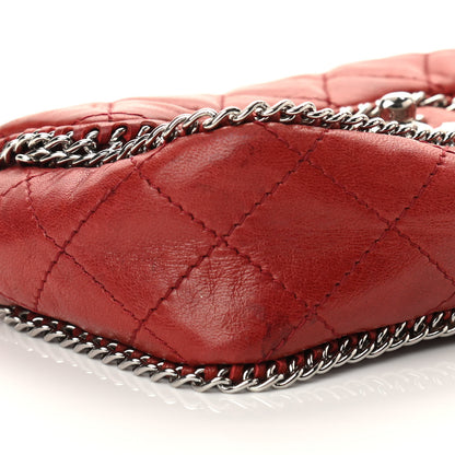 Chanel Lambskin Quilted Madison Chain Trim Micro Mini Square Flap Dark Red 9 of 10