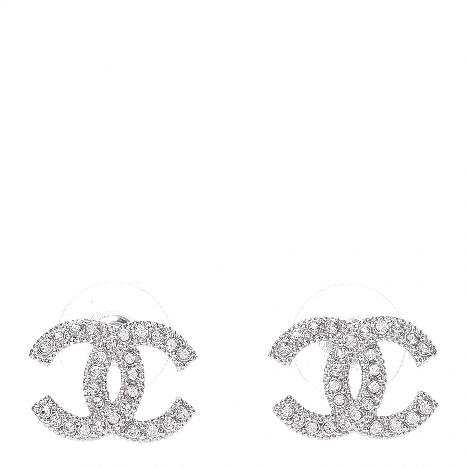Chanel Crystal CC Earrings Silver 1 of 5