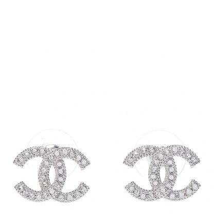Chanel Crystal CC Earrings Silver 1 of 5