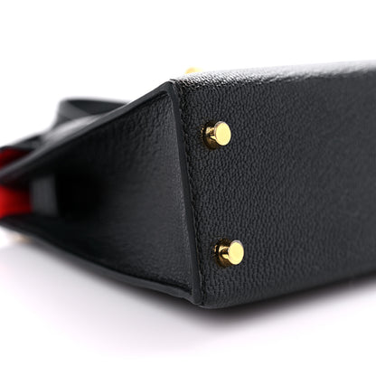 Hermes Chevre Mysore Horseshoe Mini Kelly Sellier 20 Black Rouge De Cour 6 of 8