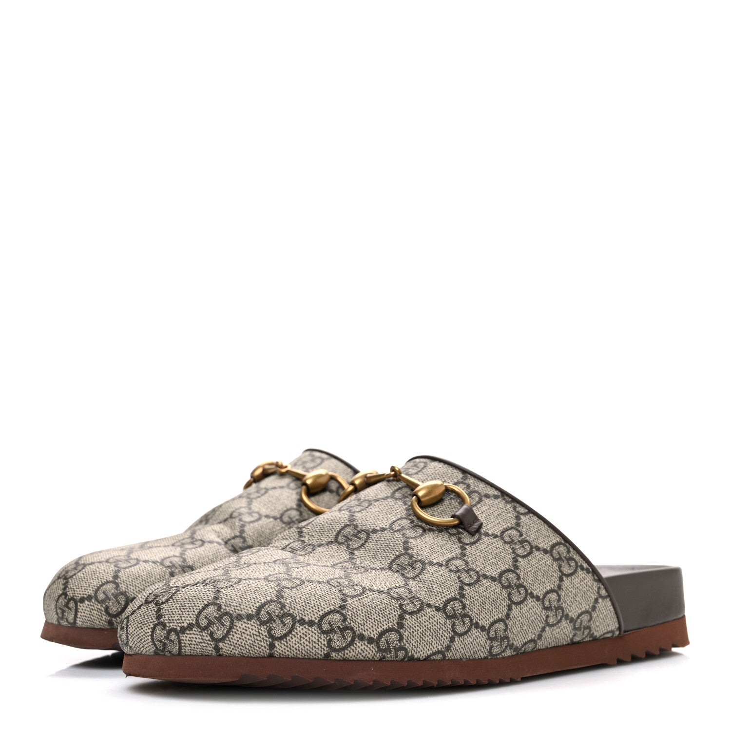 Gucci GG Supreme Monogram Miro Soft Calfskin Womens Horsebit Slippers 38.5 Beige Ebony New Acero 4 of 10