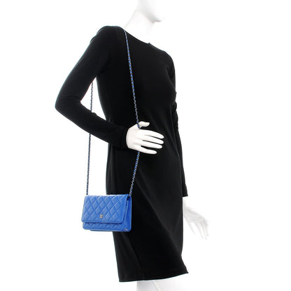 Chanel Caviar Quilted Wallet On Chain WOC Blue 2 of 10