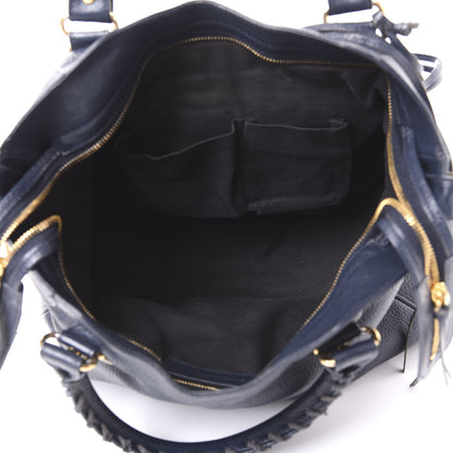 Balenciaga Chevre Gold Metallic Edge Hardware Velo Bleu Nuit Dark Sea 4 of 10