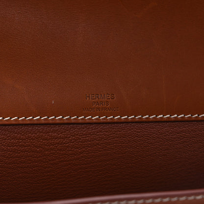 Hermes Toile H Barenia Kelly Depeches 25 Pouch Ecru Beige Fauve 6 of 10