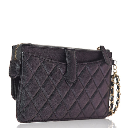 Chanel Iridescent Caviar Quilted Classic Pouch With Handle Black 3 of 8