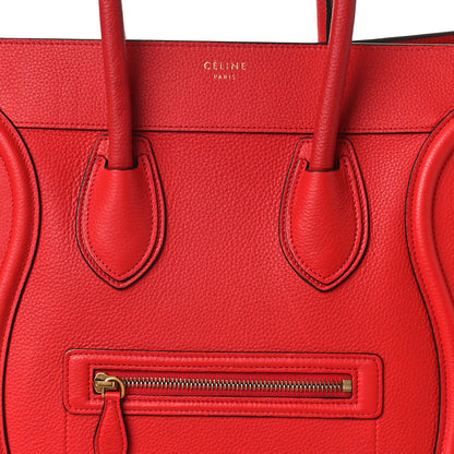 Celine Drummed Calfskin Mini Luggage Coquelicot 7 of 12