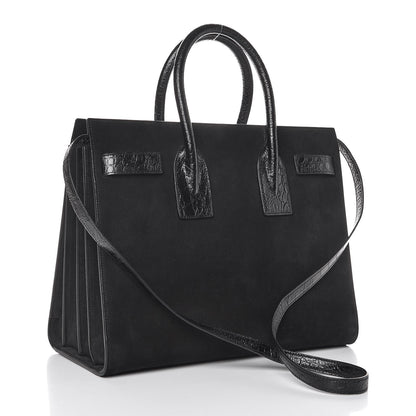 Saint Laurent Suede Crocodile Embossed Small Sac De Jour Black 4 of 8