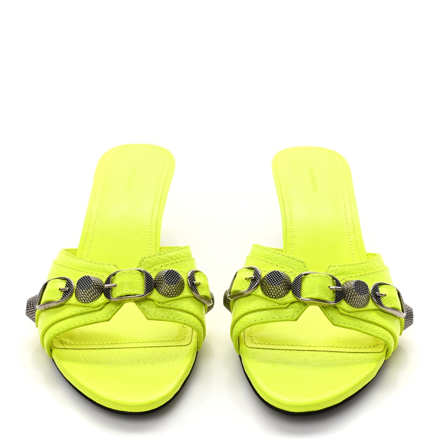Balenciaga Agneau Arena Cagole 50mm Slide Sandals 36.5 Fluo Yellow 2 of 10