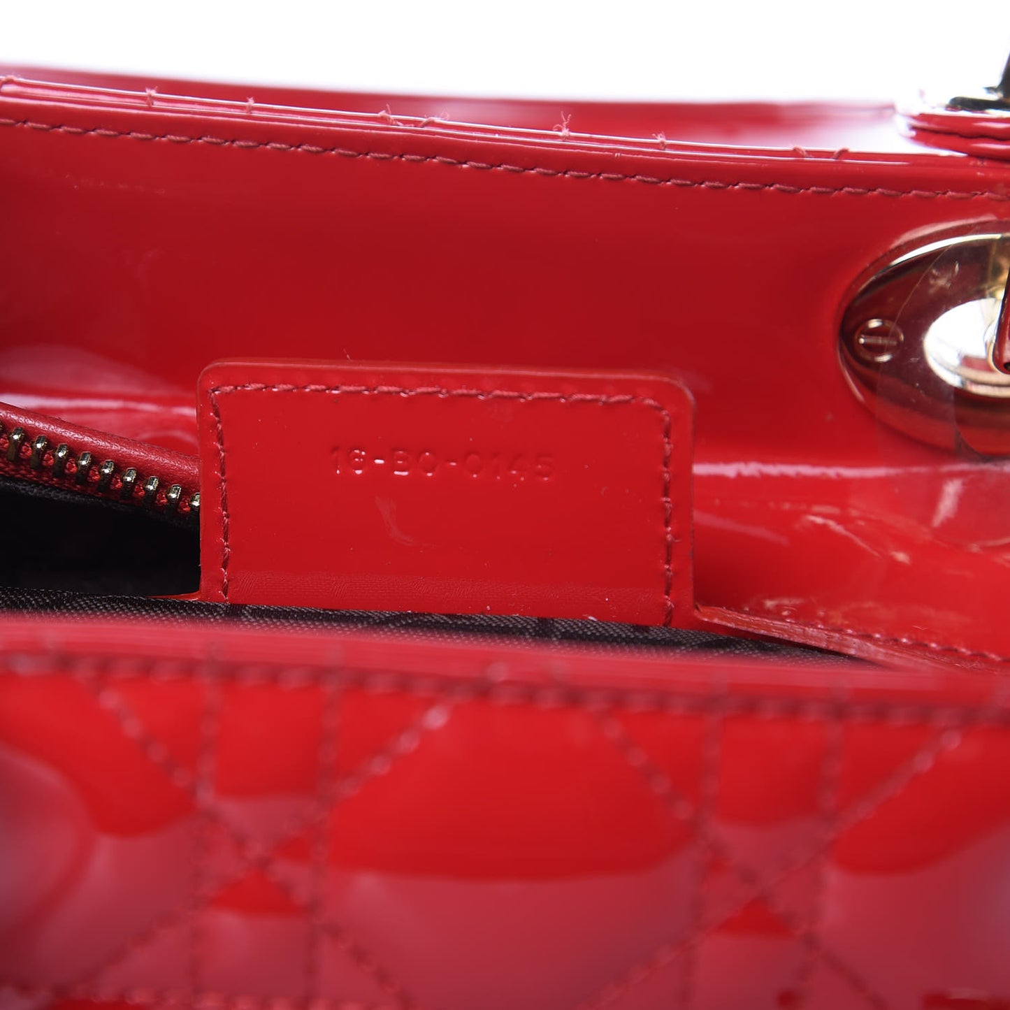 Patent Cannage Large Lady Dior Red