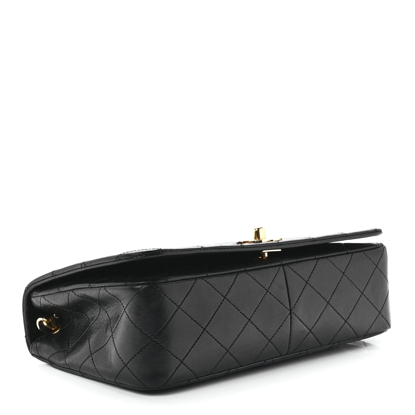 Lambskin Quilted Small Single Flap Black