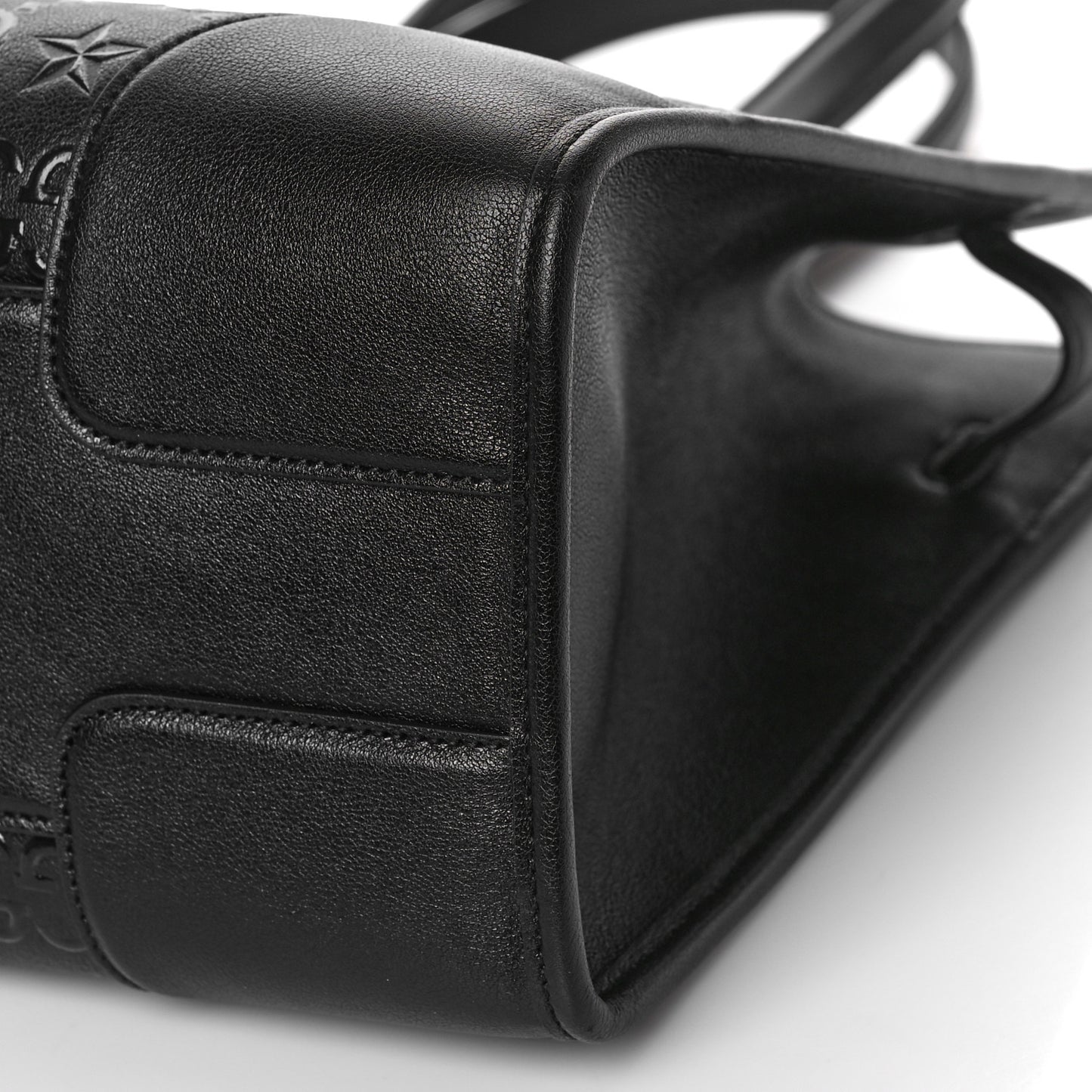 Wonka Grain Calfskin GG Monogram Star Embossed Medium GG Tote Black