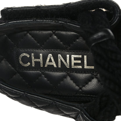 Chanel Cord Lambskin Quilted Logo Sandals 39 Black 7 of 8