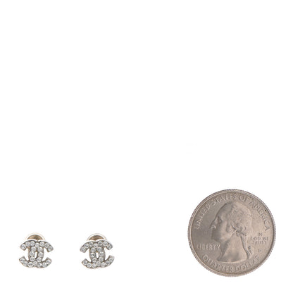Chanel Crystal Mini Timeless CC Earrings Silver 2 of 5
