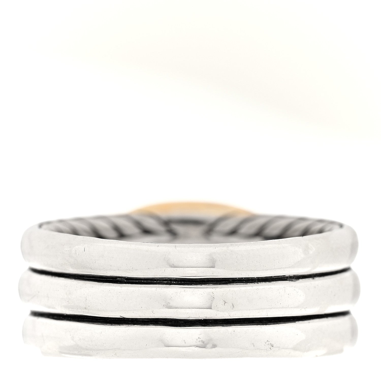 David Yurman Sterling Silver 18K Yellow Gold Thoroughbred Cushion Link Ring 60 9 3 of 4